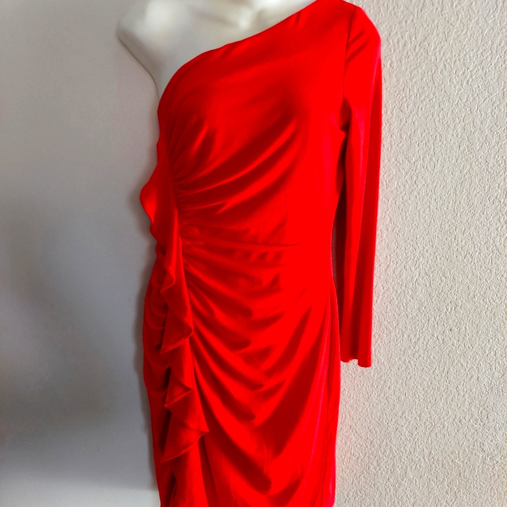 Jessica Simpson Red One-Shoulder Dress, sz 8, $15 Glenn Heights TX ppu or SHIP.
